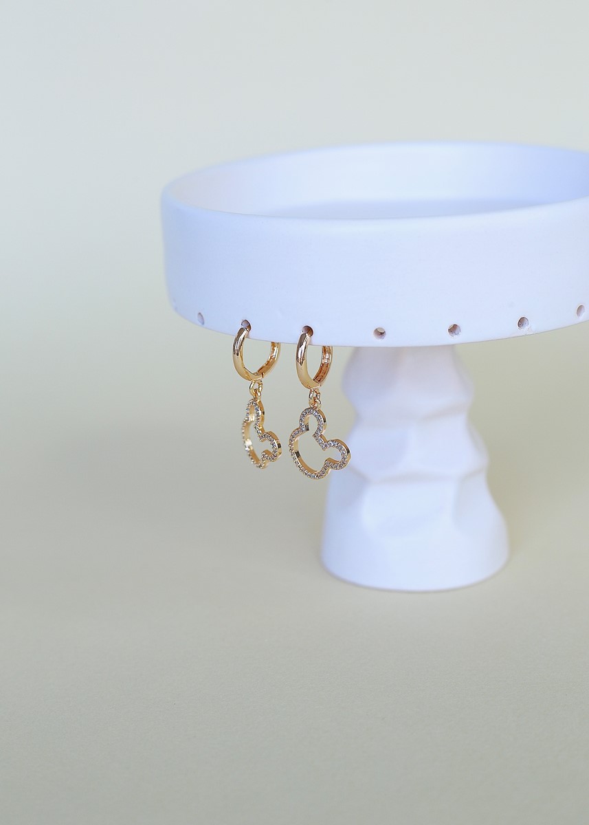 zirkon taşlı sallantılı Mickey küpe