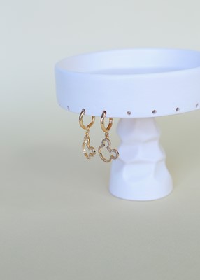 zirkon taşlı sallantılı Mickey küpe