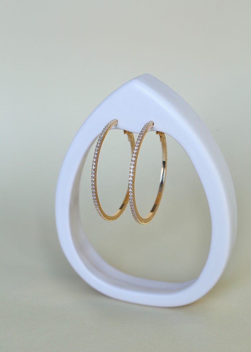 etrafı Gömme zirkon taşlı en büyük boy halka küpe