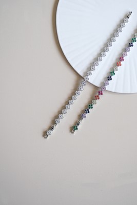 Gümüş Zirkon Taşlı Yonca Sıra Bileklik