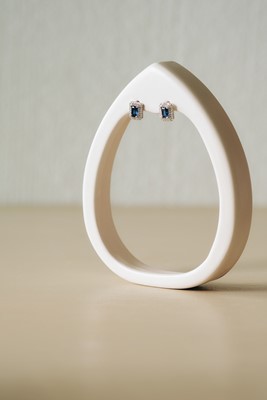 çift sıra Zirkon Taş dikdörtgen kesim sabit taş küpe