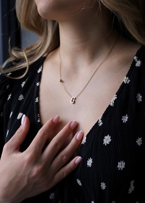 G harfli ve nazarlı çelik kolye