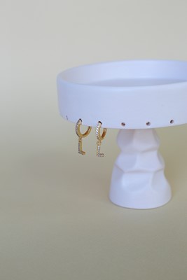 zirkon taşlı minimal l harf küpe