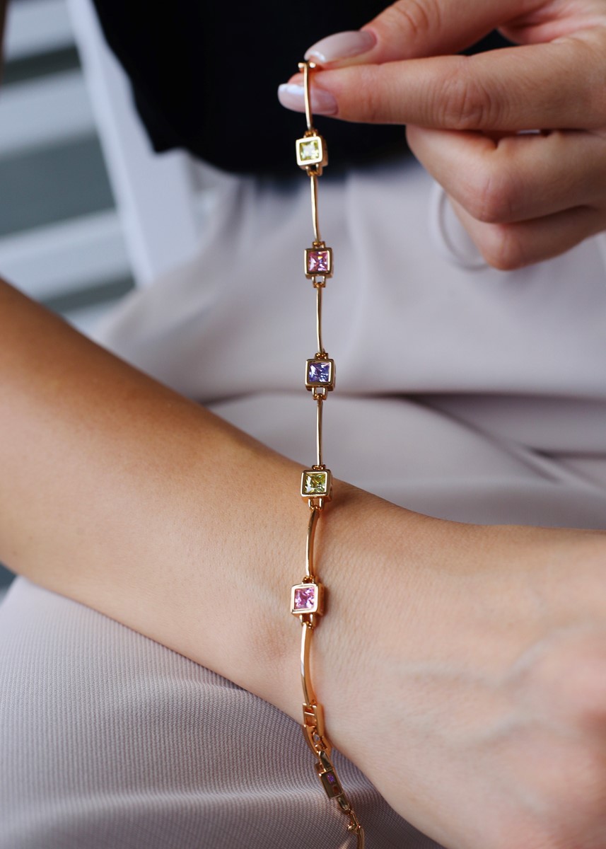 soft renkli kare taş tasarım bileklik