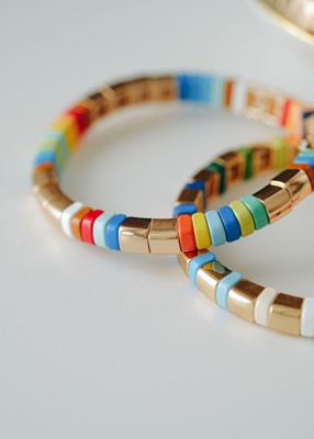 Araları Gold Renk Renkli Seramik Kaplama Bileklik