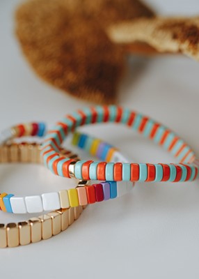 Turuncu Mavi Renkli Seramik Kaplama Bileklik