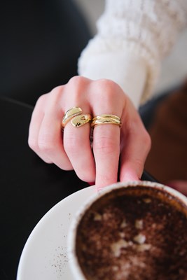 İkili Taşlı Damla Tasarım Yüzük