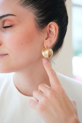 Metal İkili Yaprak Tasarım Küpe