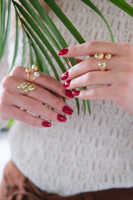 Üçlü Topçuk Detaylı Tasarım Yüzük