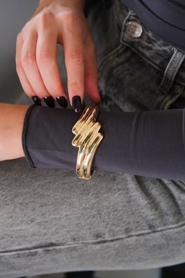 Metal Kalın Gold Kelepçe