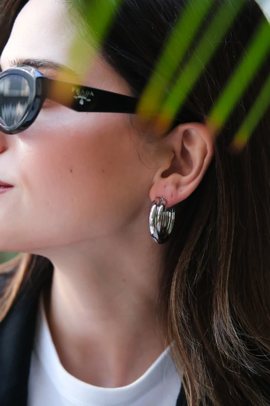 İkili Boru Halka Tasarım Küpe