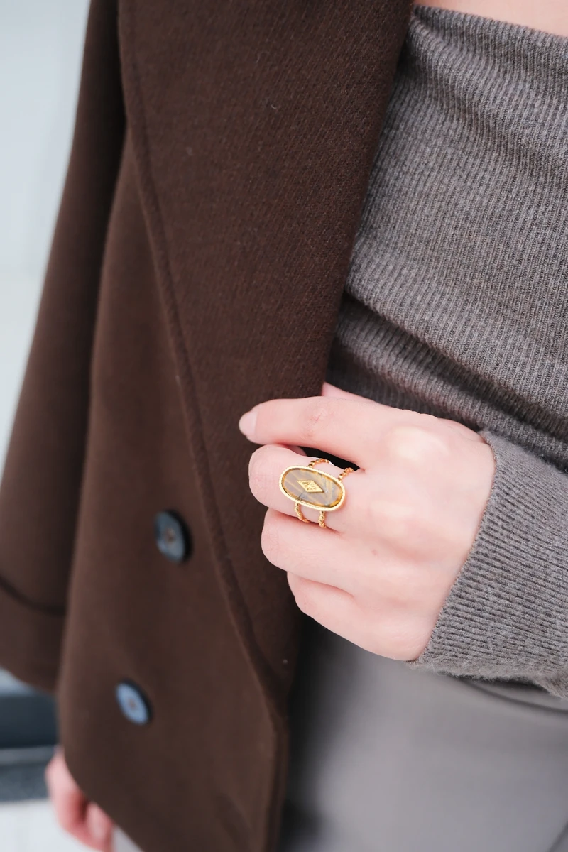 Doğaltaş Detaylı Ayarlanabilir Yüzük