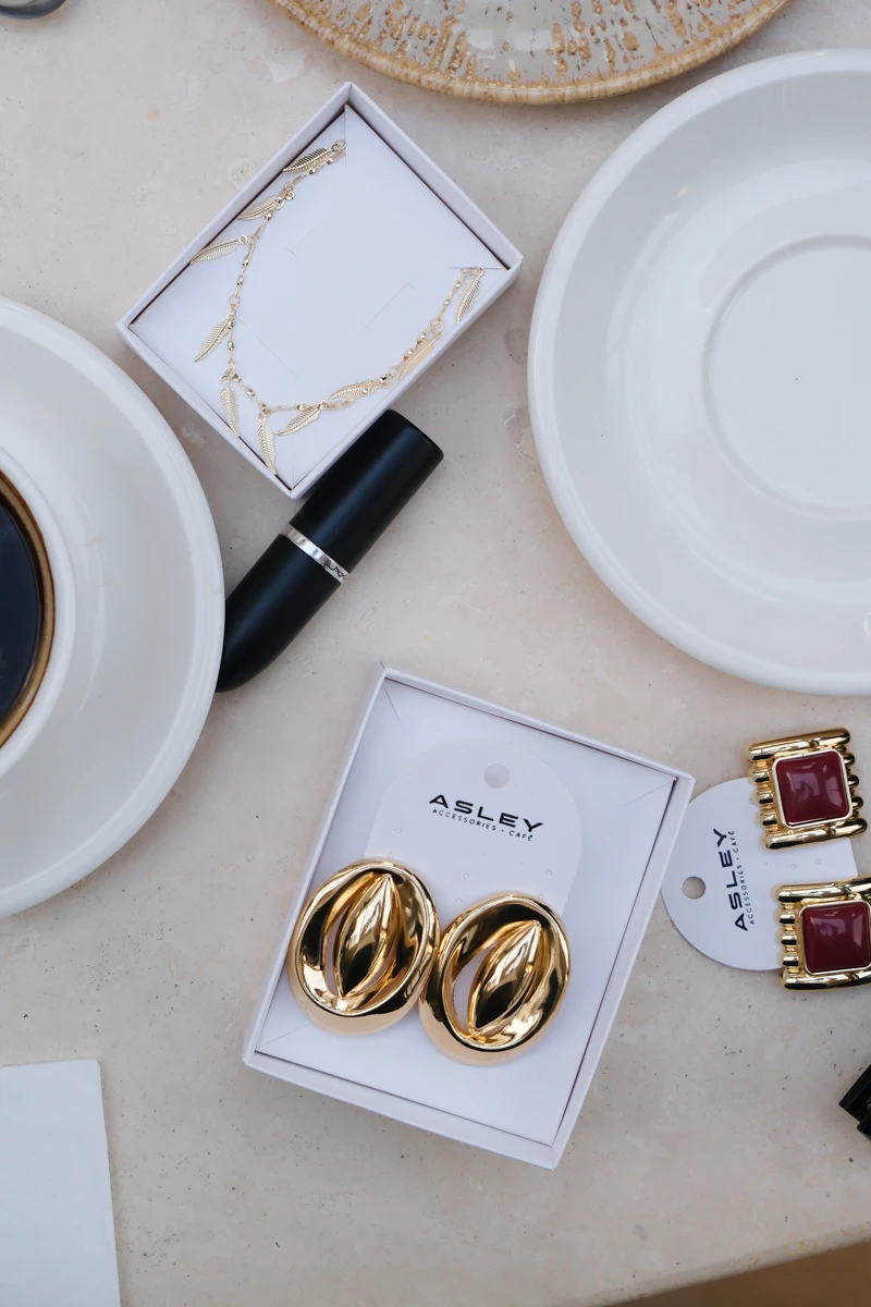 Kahve Çekirdeği Tasarım Sabit Metal Büyük Küpe