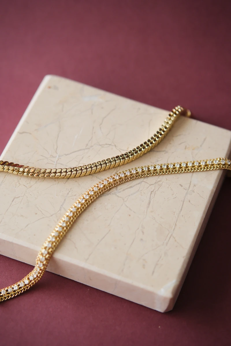 Balık Sırtı Tasarım Gold Su Yolu Bileklik