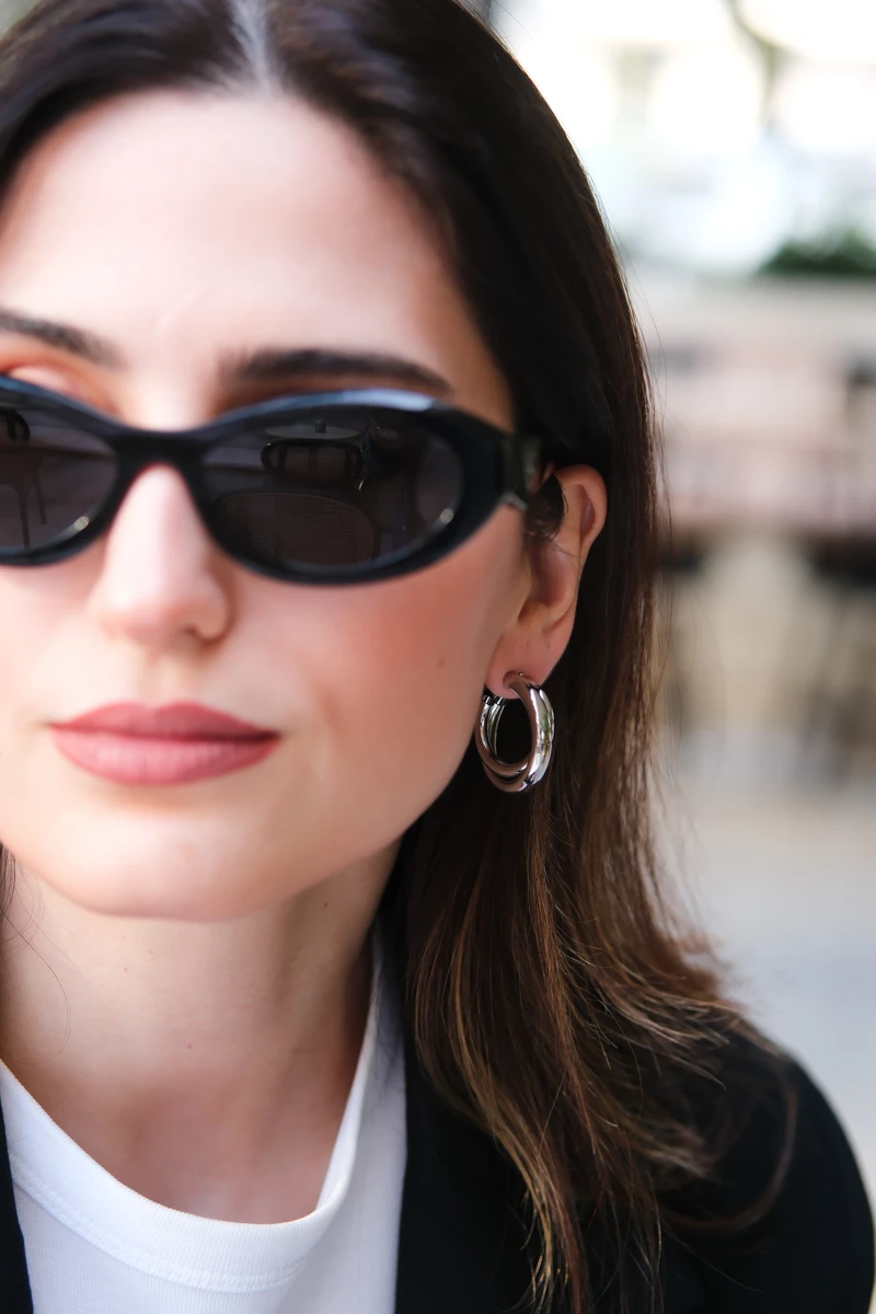 İkili Boru Halka Tasarım Küpe