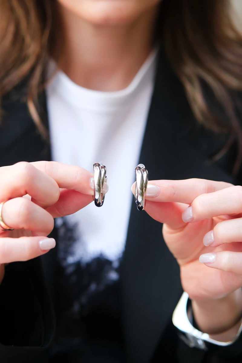 İkili Boru Halka Tasarım Küpe