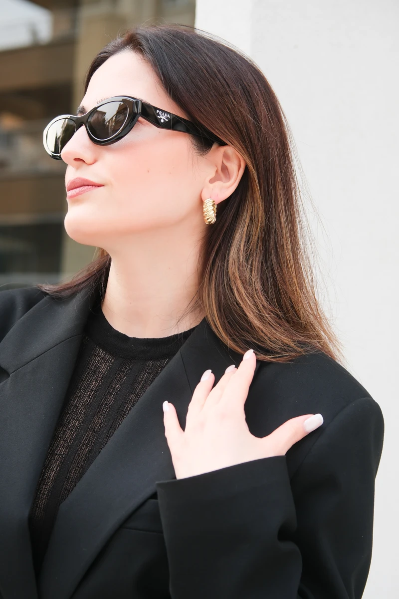 Kalın Burgu Tasarım Gold Halka Küpe