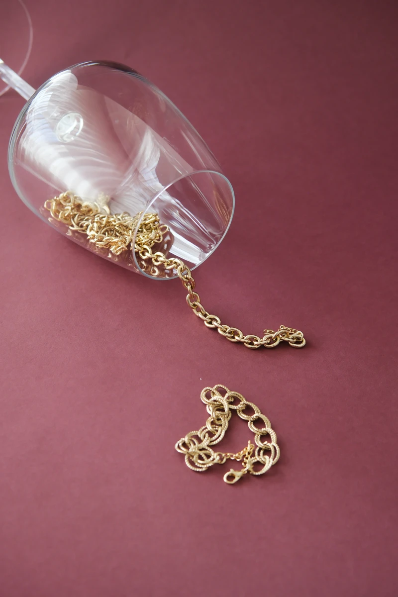 Oval Halka Tasarım Gold Zincir Bileklik