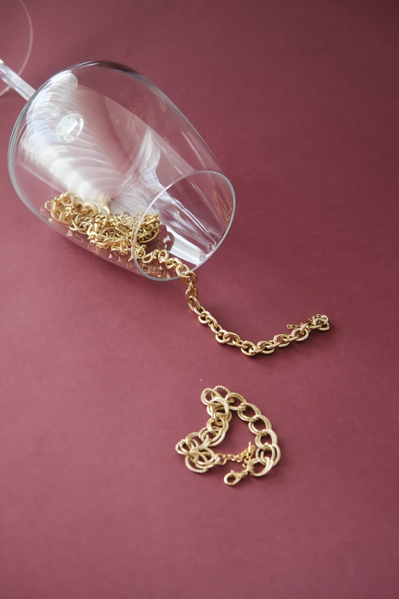 Oval Halka Tasarım Gold Zincir Bileklik