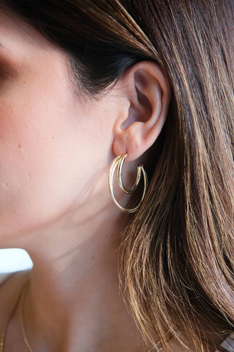 İkili Halka Tasarım Küpe