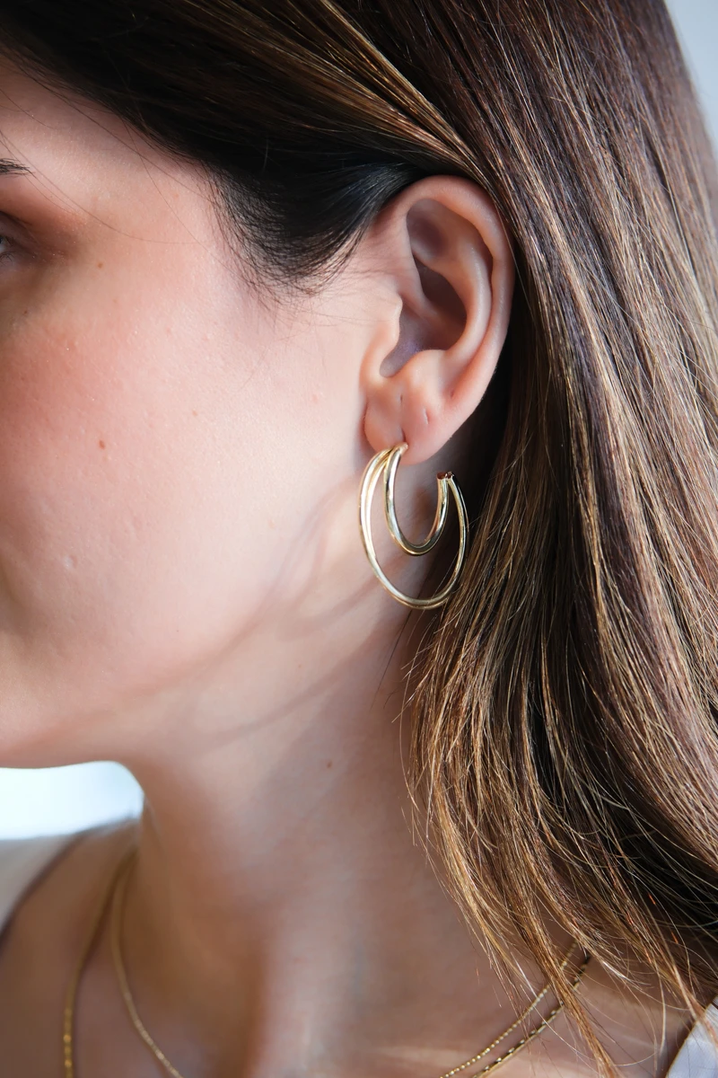 İkili Halka Tasarım Küpe