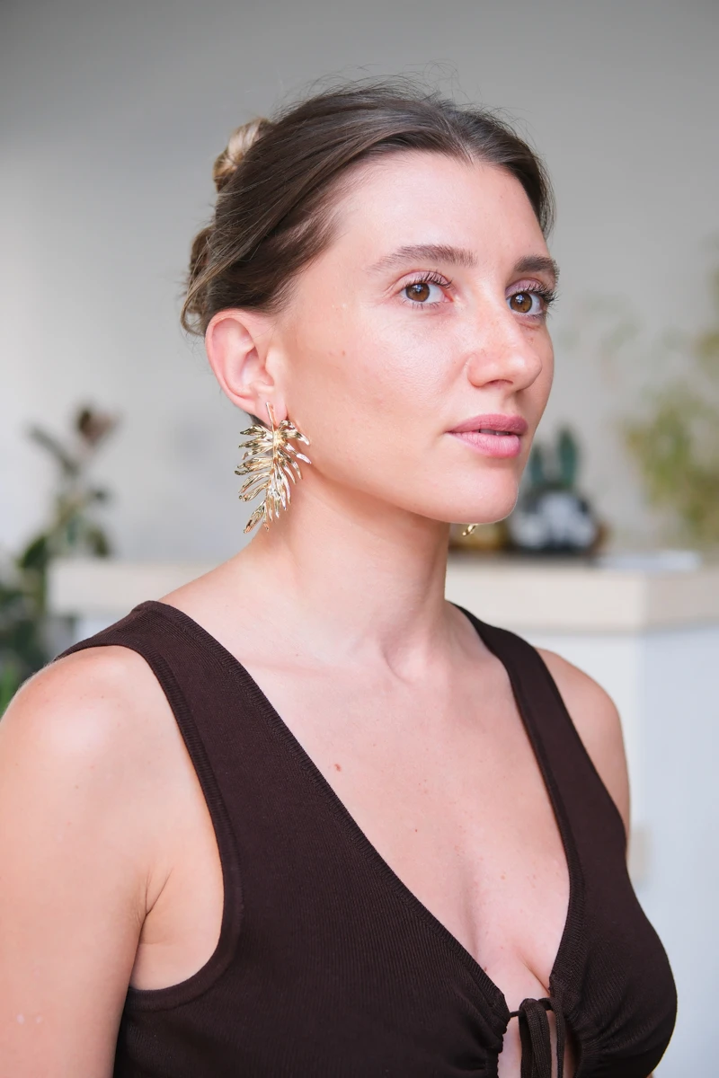 Metal Büyük Yaprak Küpe