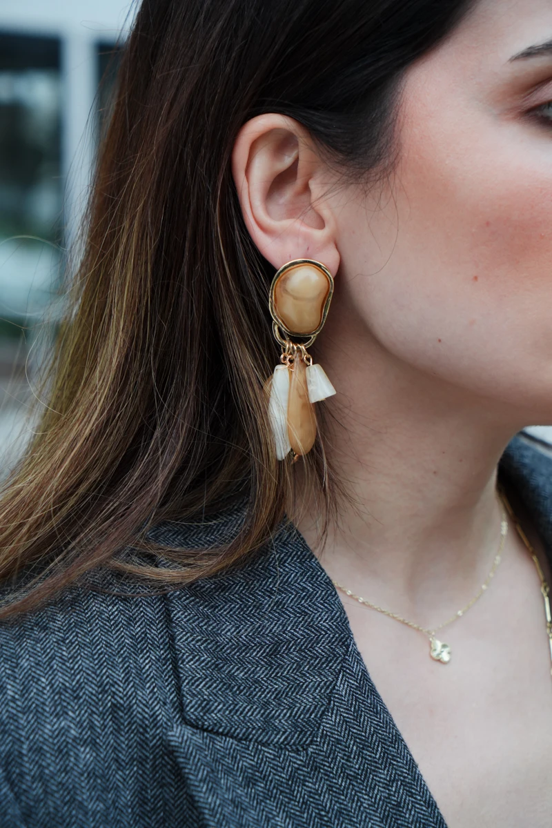 Çoklu Oval Plaka Tasarım Küpe