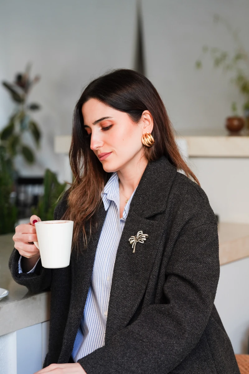 Çoklu Yarım Halka Tasarım Mat Gold Küpe