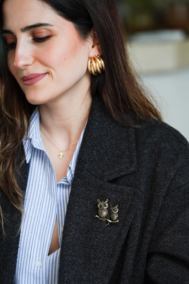 İkili Baykuş Broş