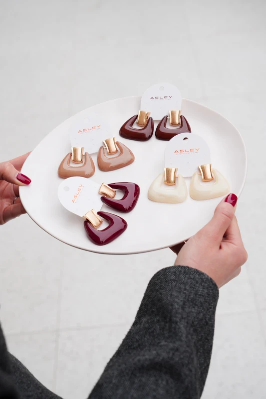 Çanta Tasarım Gold Küpe