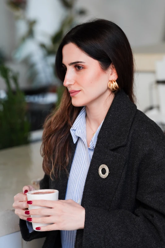 Çoklu Yarım Halka Tasarım Mat Gold Küpe