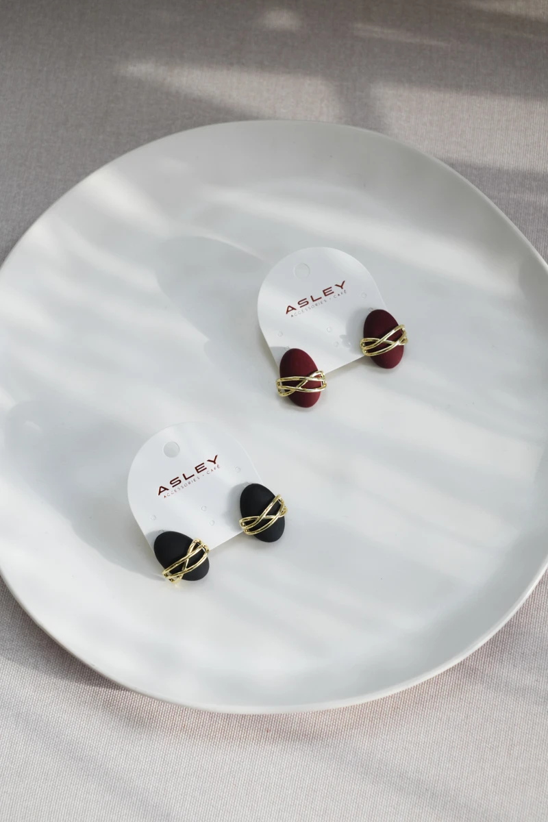 Gold Detaylı Düğme Tasarım Gold Mat Küpe