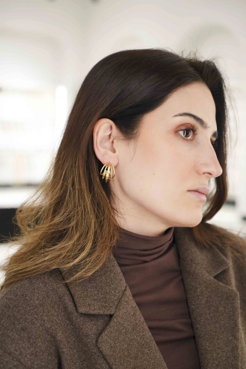 Dokulu Kafes Tasarım Küpe