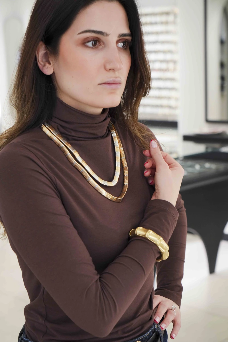 İki Renkli Üçgen Plaka Tasarım Kolye