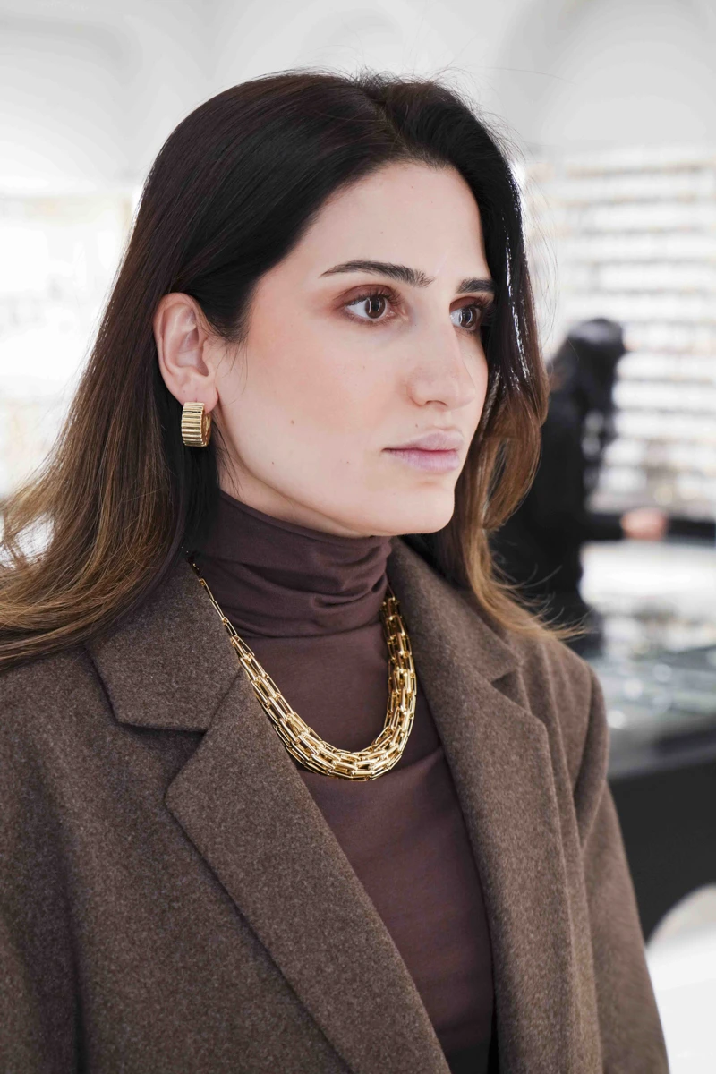 Oval Halka Birleşimli Gold Kalın Kolye