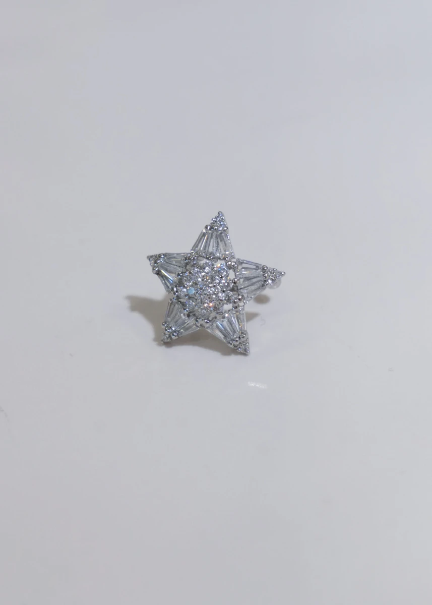 Taşlı Büyük Yıldız Tasarım Kıkırdak Küpe