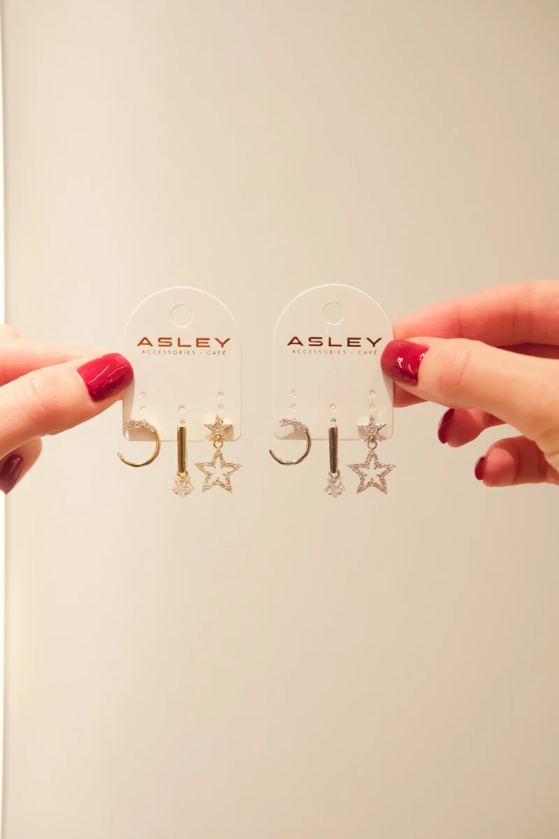 Yıldız Detaylı Tasarım Üçlü Küpe Seti