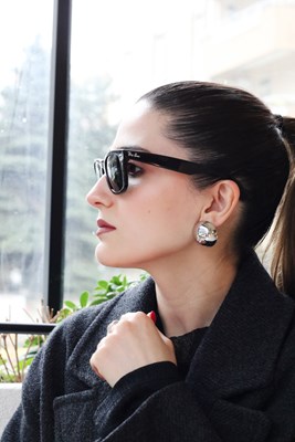 Düz Metal Yarım Top Küpe