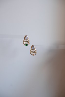 Renkli Taşlı Damla Tasarım  Küpe