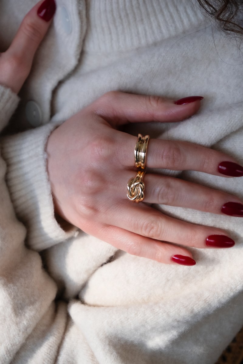 Çift Metal Görünümlü Tasarım Büyük Yüzük