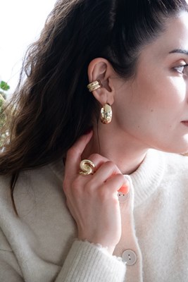 Düz Metal Yarım Bombe Halka Küpe