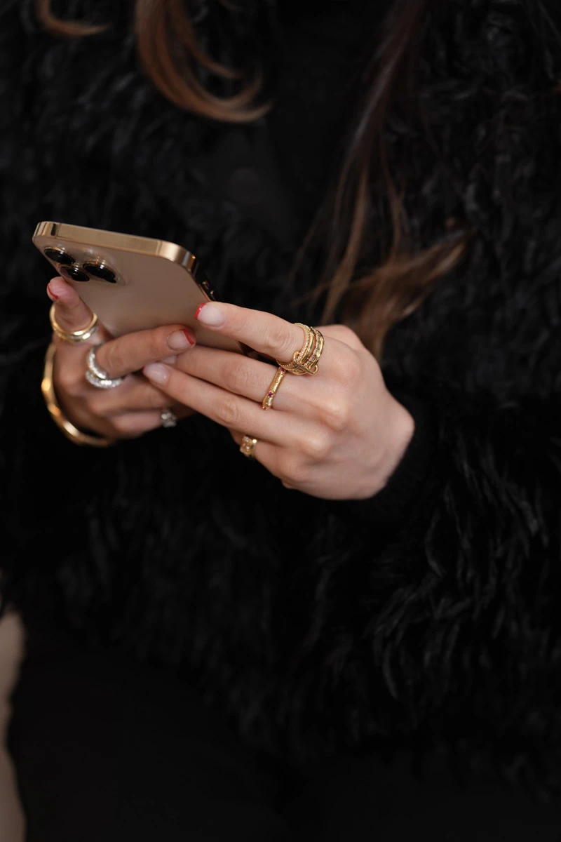 Filkete Detaylı Dörtlü Yüzük 