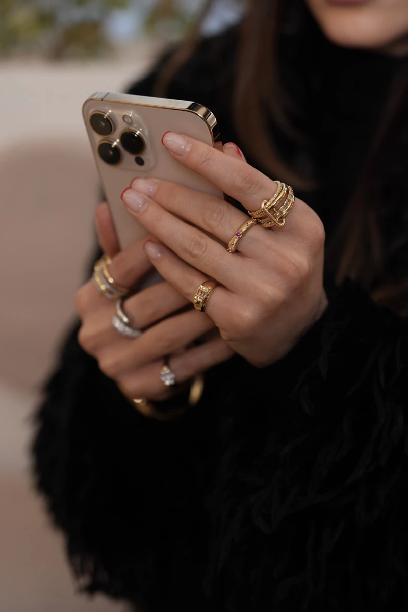 Filkete Detaylı Dörtlü Yüzük 