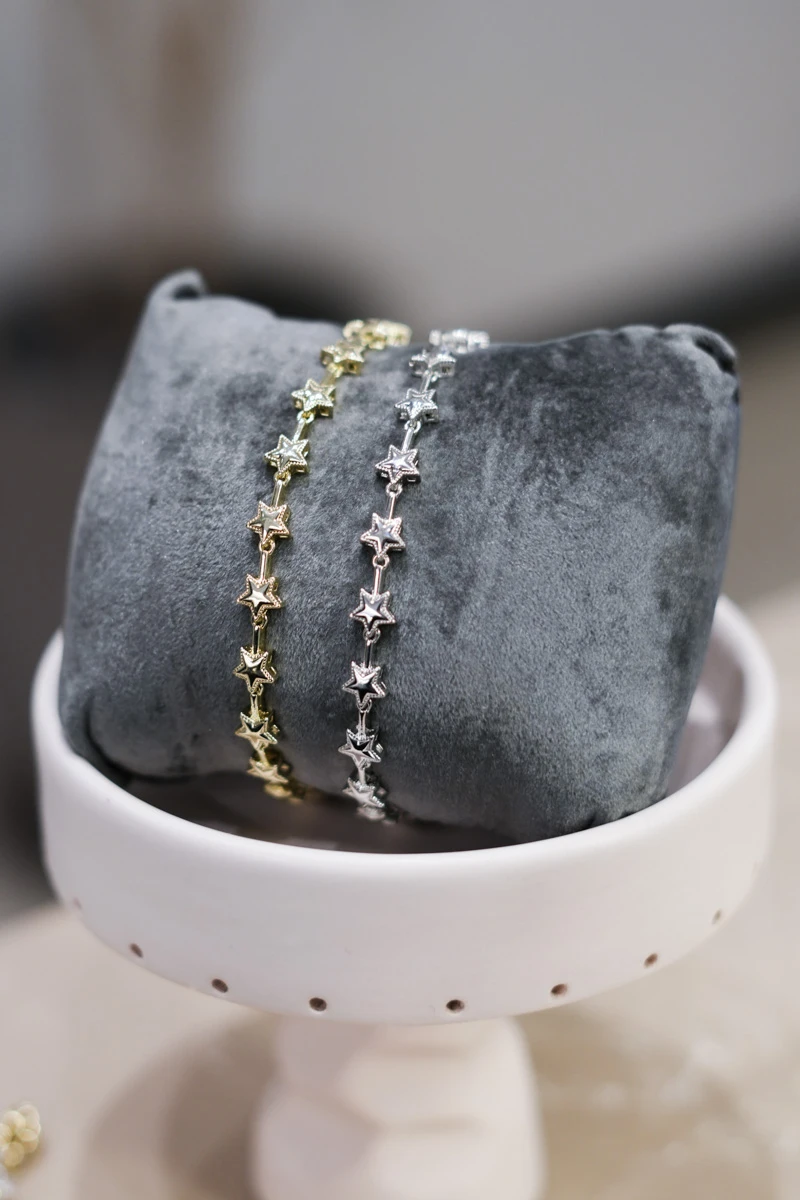 Metal Yıldız Sıralı Tasarım Bileklik