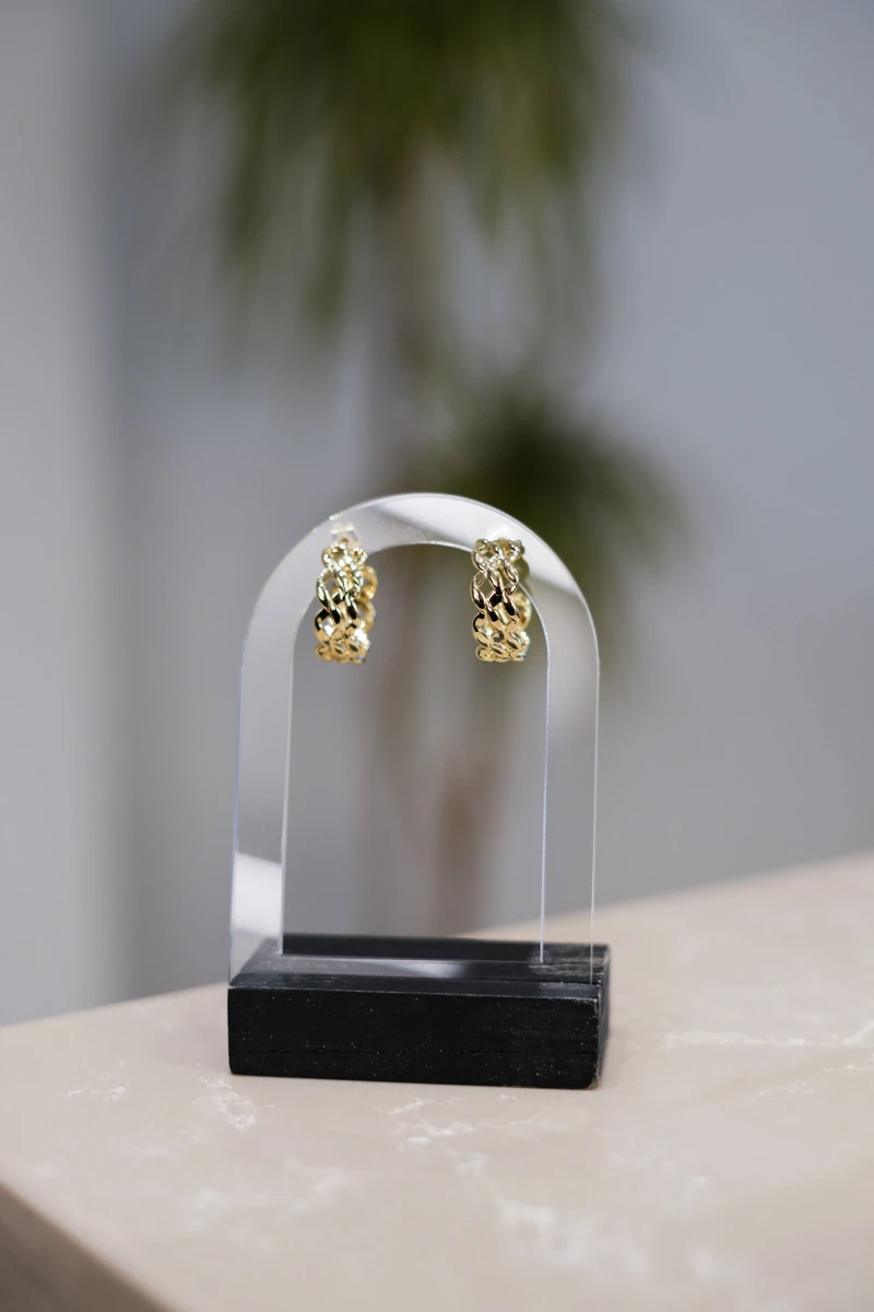 Zincir Tasarım Gold Halka Küpe