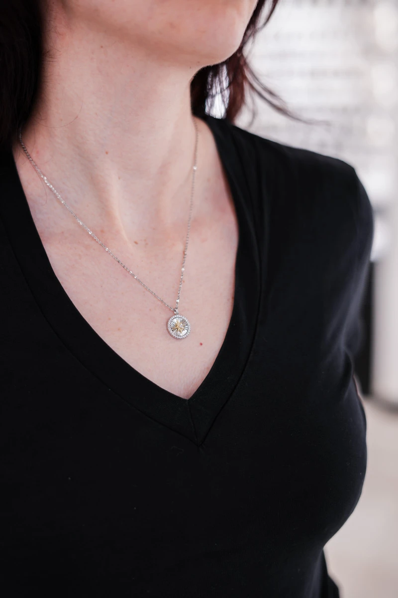 Kutup Yıldızı Detaylı Plaka Kolye