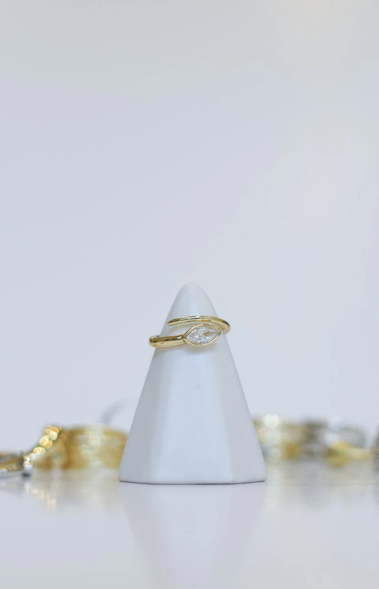 Markiz Taşlı Yılan Tasarım Ayarlanabilir Yüzük