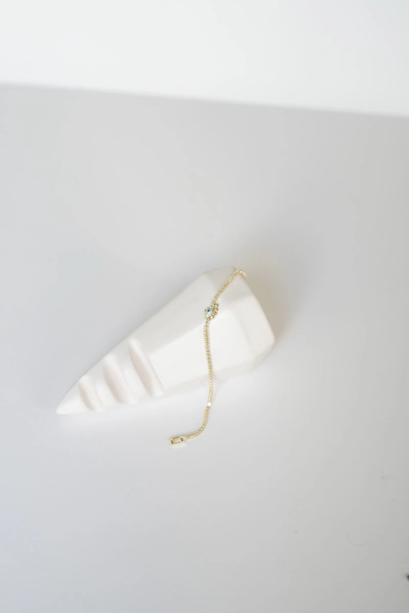 Mavi Taşlı Göz Detaylı Su Yolu Bileklik