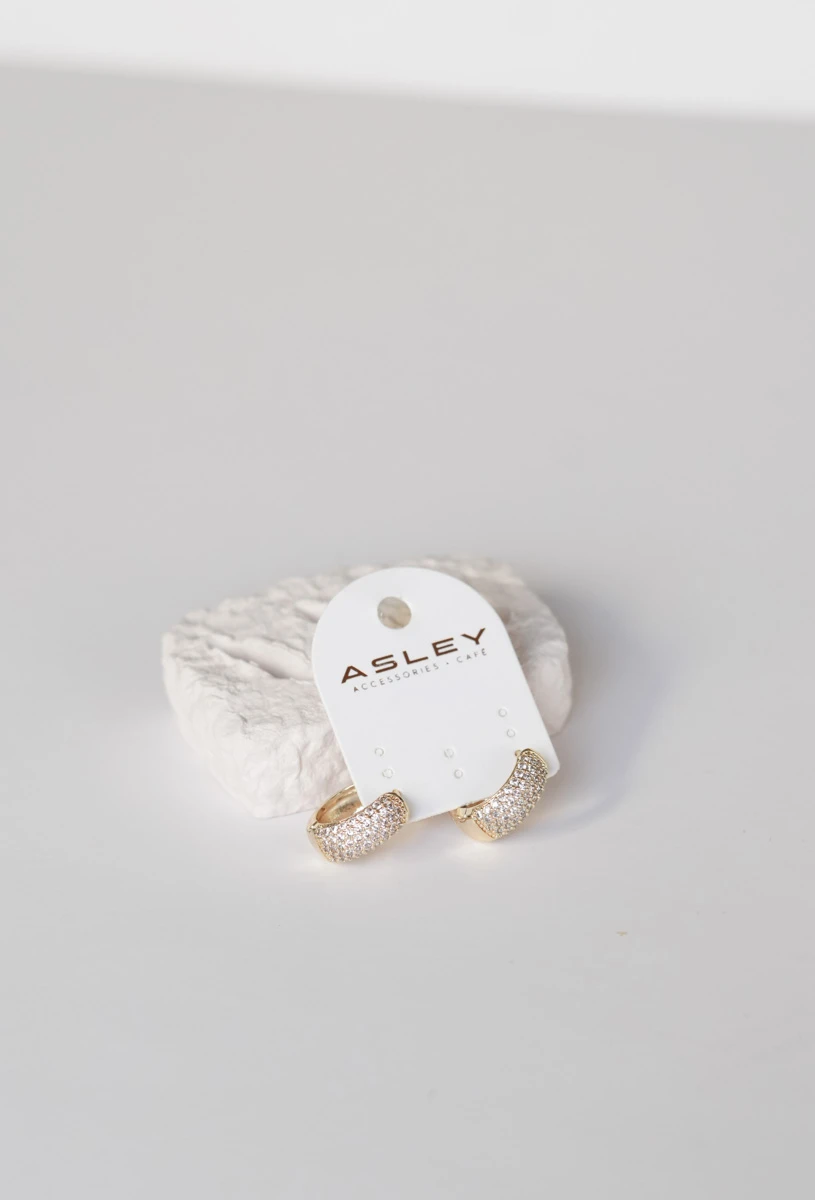 Ön Yüzü Taşlı Orta Boy Halka Küpe