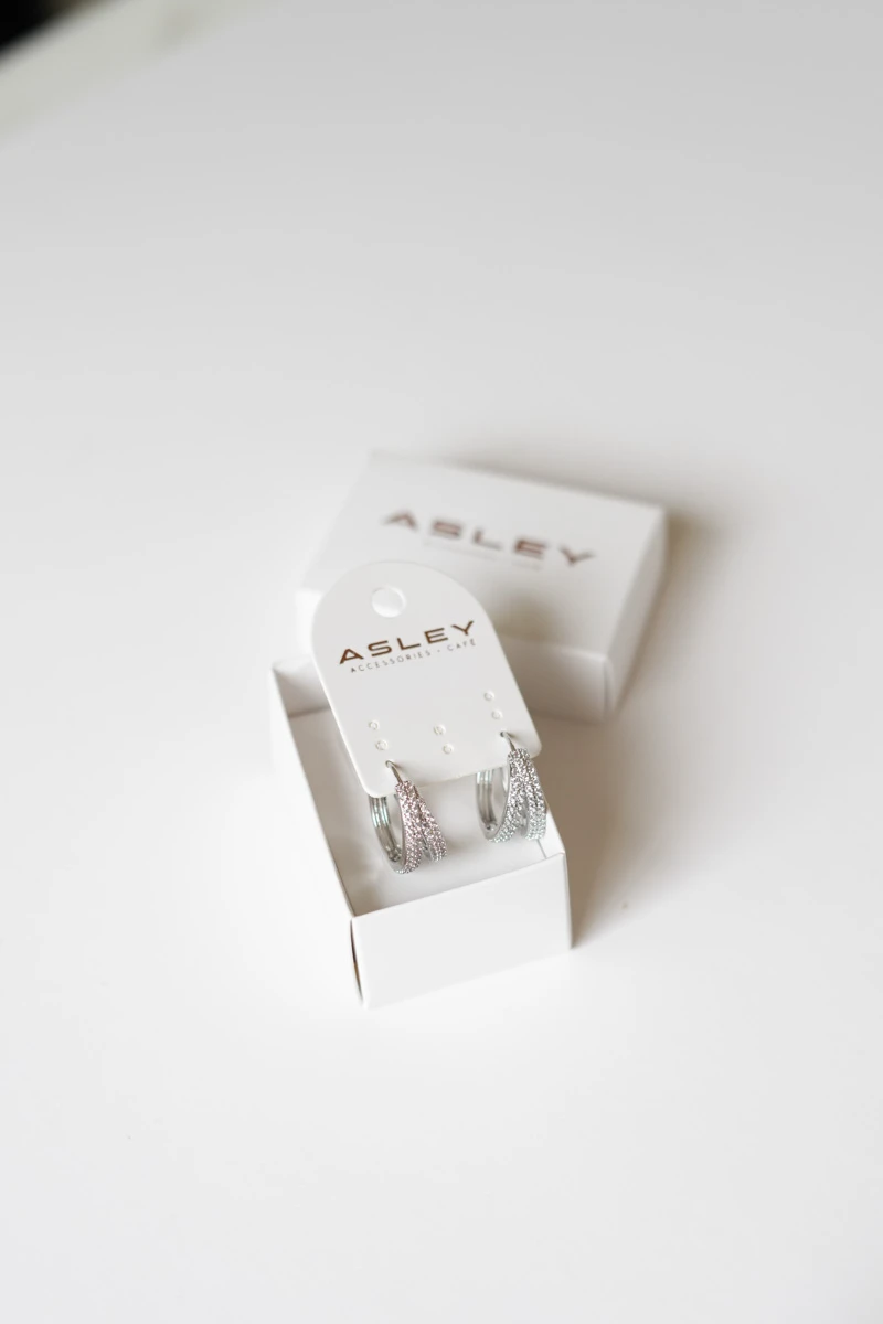 Sıra Taşlı İkili Görünüm Halka Küpe